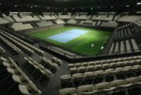 Suasana bangunan Stadion Tenis Indoor Senayan setelah direnovasi dan diresmikan oleh Presiden Republik Indonesia Joko Widodo di Jakarta, Sabtu (3/2/2018). Jelang Asian Games 2018, Stadion Tenis Indoor dan Outdoor Senayan direnovasi oleh pemerintah dengan menggunakan anggaran sebesar Rp 92,8 miliar.